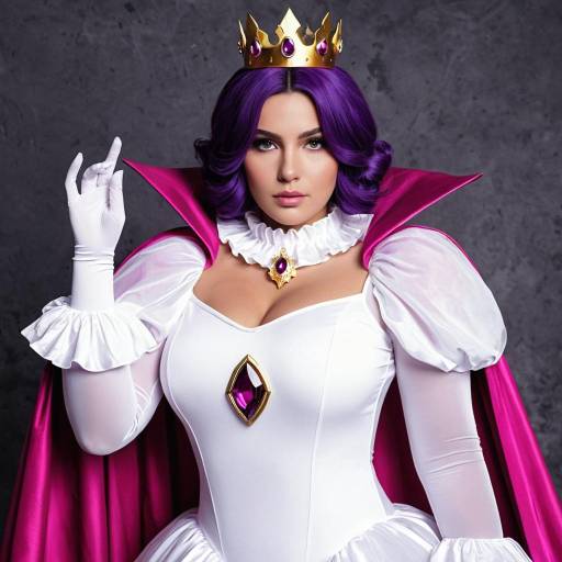 Purple-haired Queen Cosplay with Gold Crown