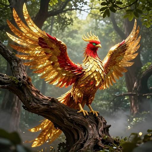 Majestic Phoenix in Enchanted Forest