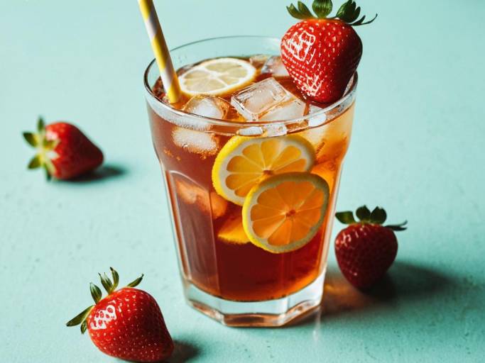Refreshing Iced Tea with Fruits Wallpaper