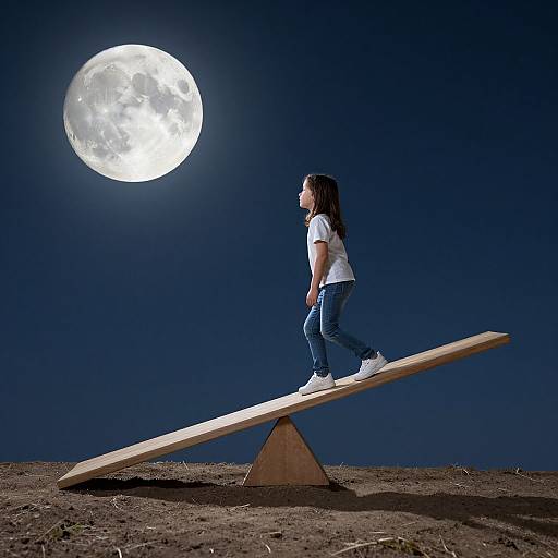 Child's Cosmic Journey to Moonlit Dreams