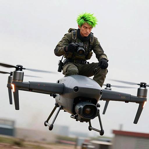 Futuristic Drone Commander in Flight