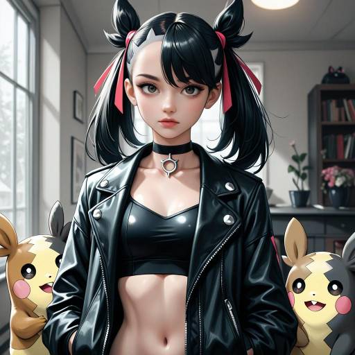 Morpeko and Girl in Black Apparel
