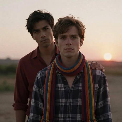 Intense Sunset Portrait of Two Men