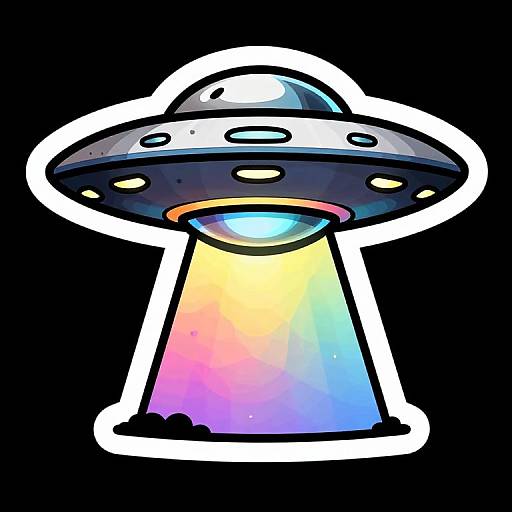 Colorful UFO Alien Abduction Sticker