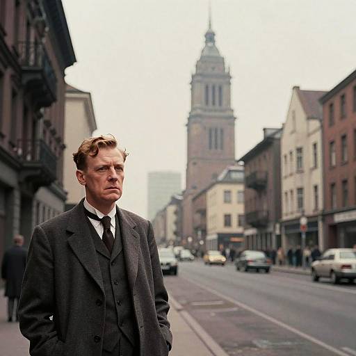 Vintage Style Portrait of Man in 1920s City Street