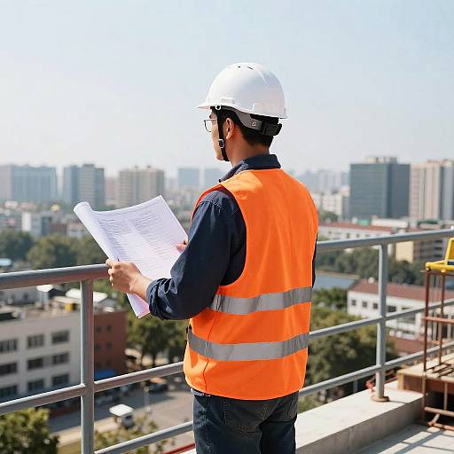 Construction Worker on High Platform