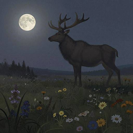 Giant Faun in Moonlit Meadow