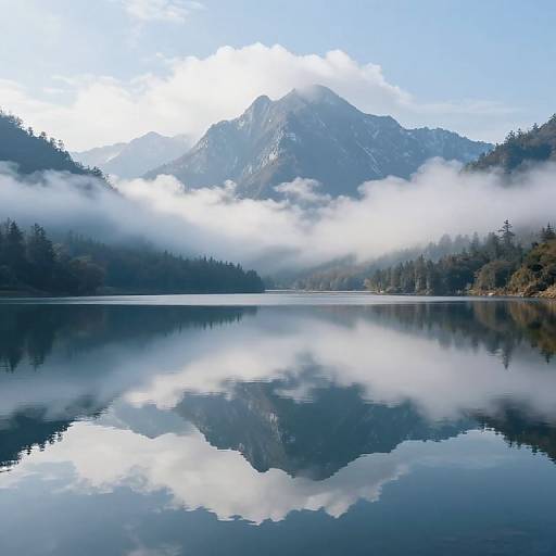 Dreamlike Floating Mountains Reflection