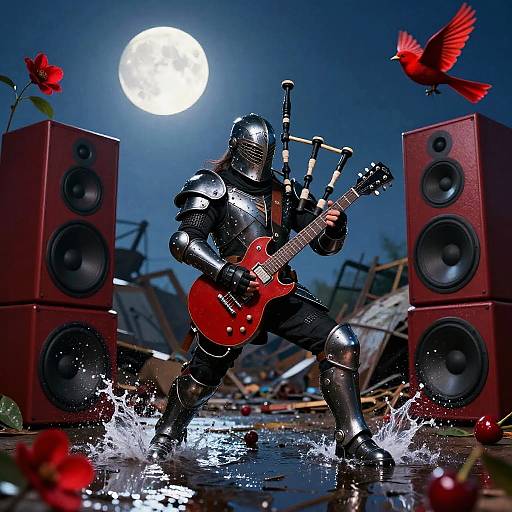 Moonlit Metal Scrapyard Guitar Duel