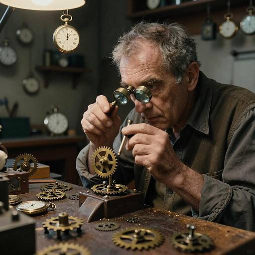 Cinematic Rangefinder Portrait: Seasoned Clockmaker