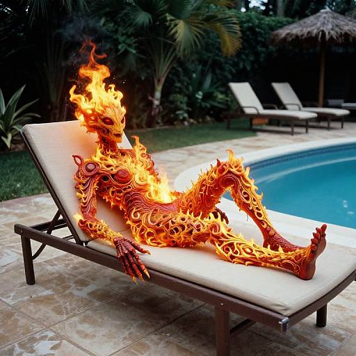 Cinematic Analog Fire Creature Relaxing