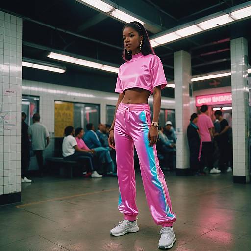 Y2K Fashion Shoot at Subway Platform
