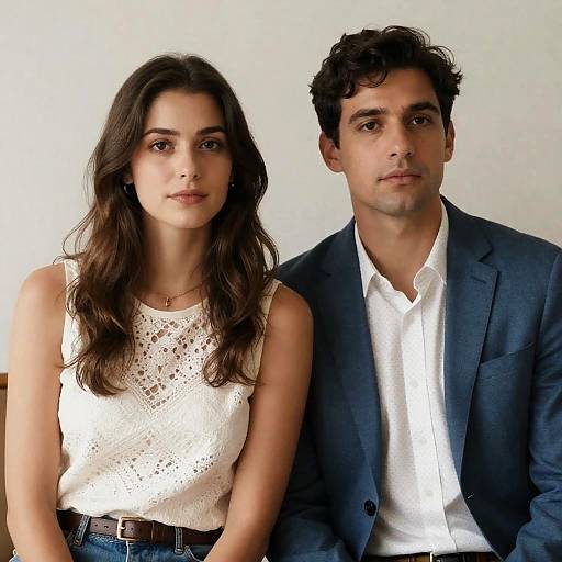 Portrait of Man and Woman Sitting Together