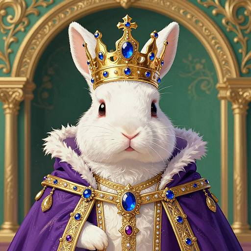 Regal White Rabbit King Illustration