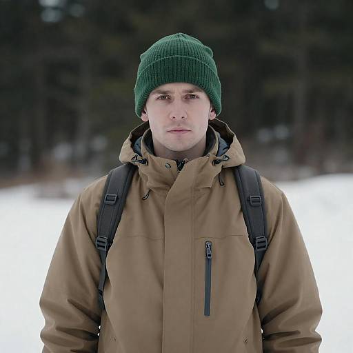 Contemplative Man in Snowy Landscape