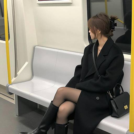 Chic Woman on Metro Bench Profile