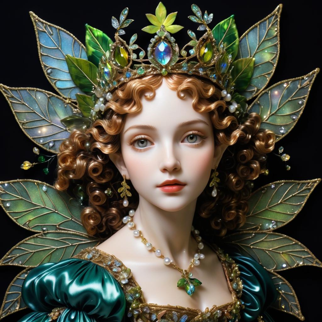 Whimsical Woodland Sprite Portrait in Baroque Style