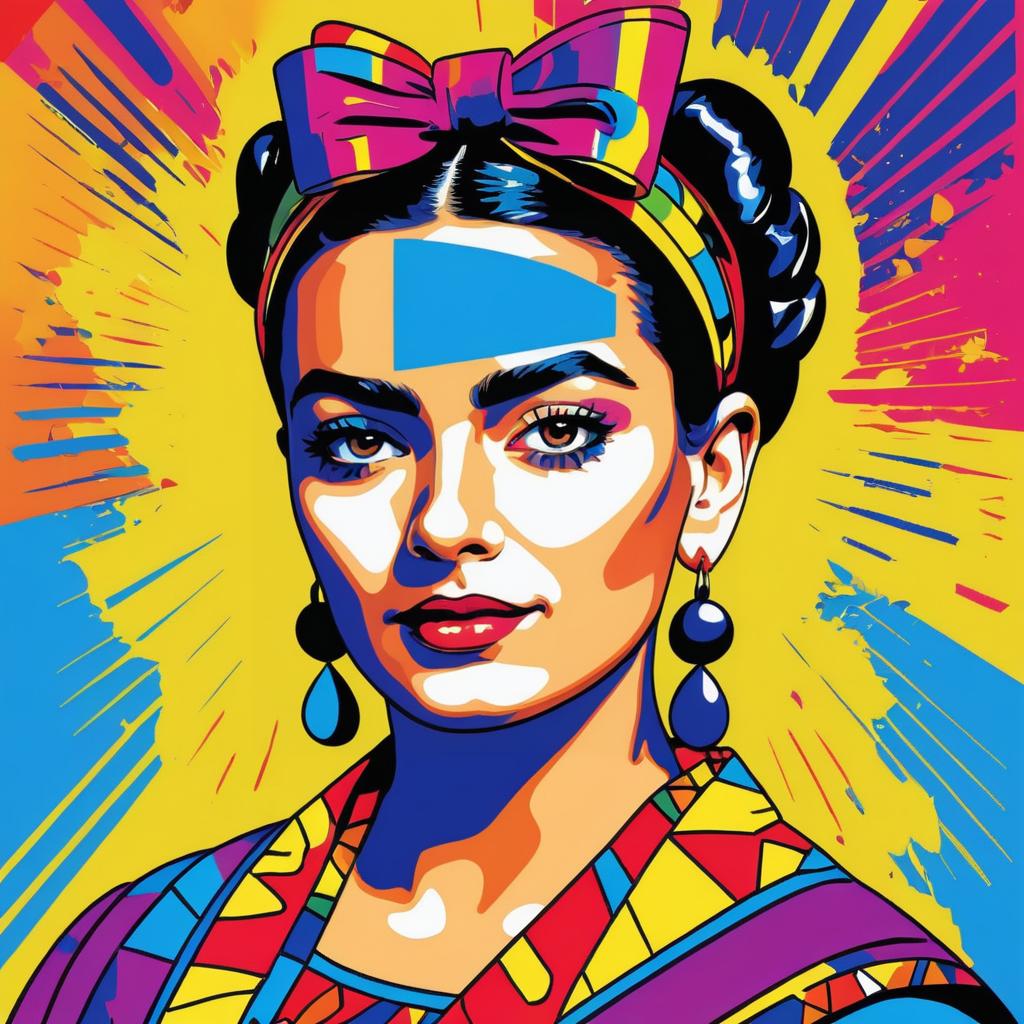 Vibrant Pop Art Portrait of Frida Kahlo