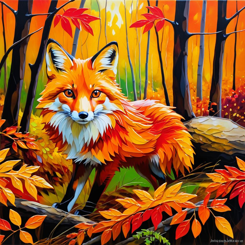 Cunning Fox in Vibrant Autumn Forest