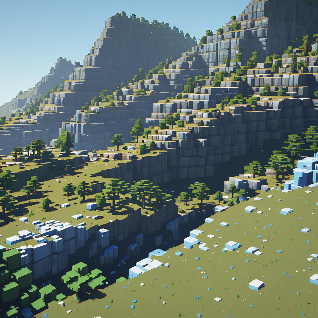 Voxel Art of Rocky Highlands Landscape