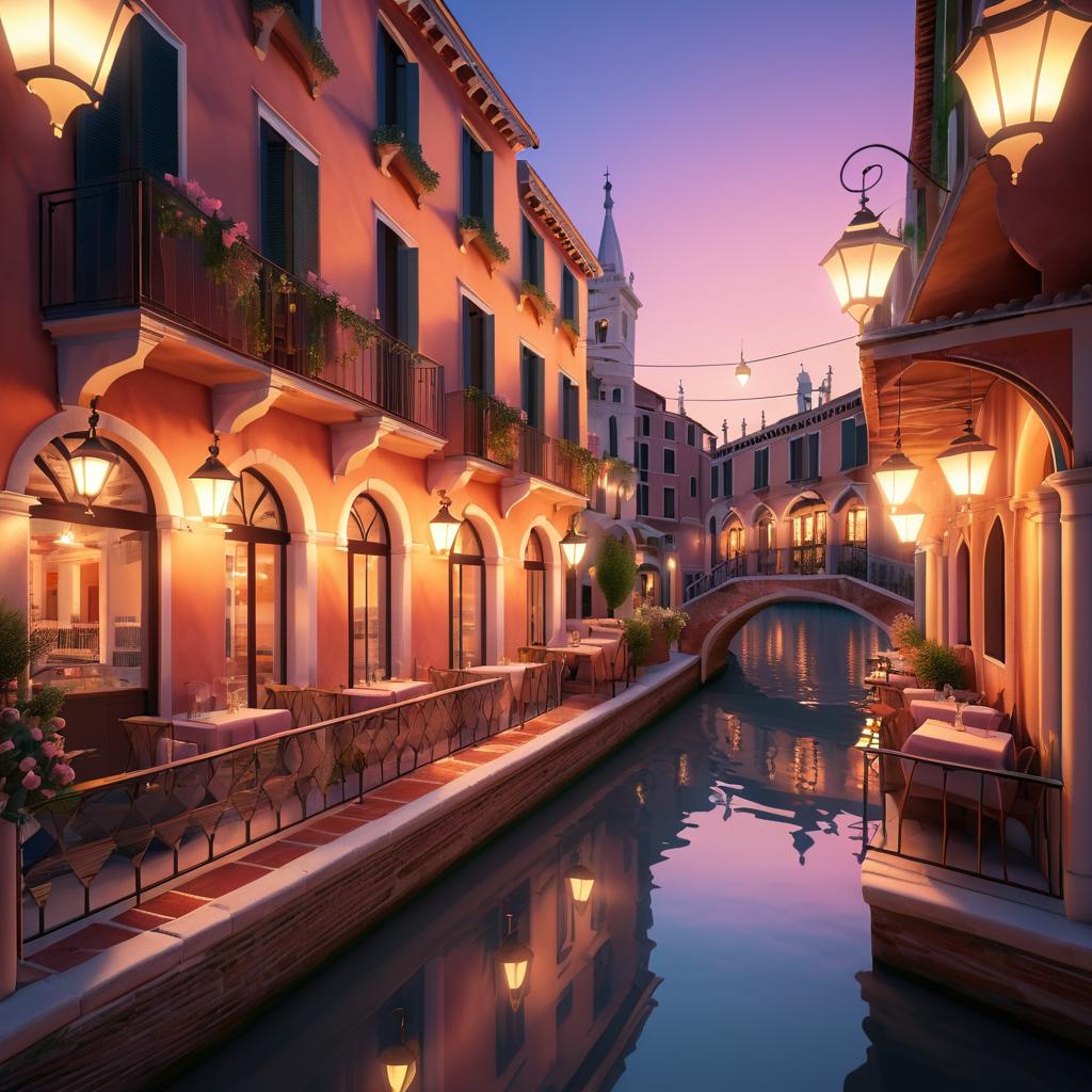 Charming Venetian Café at Dusk