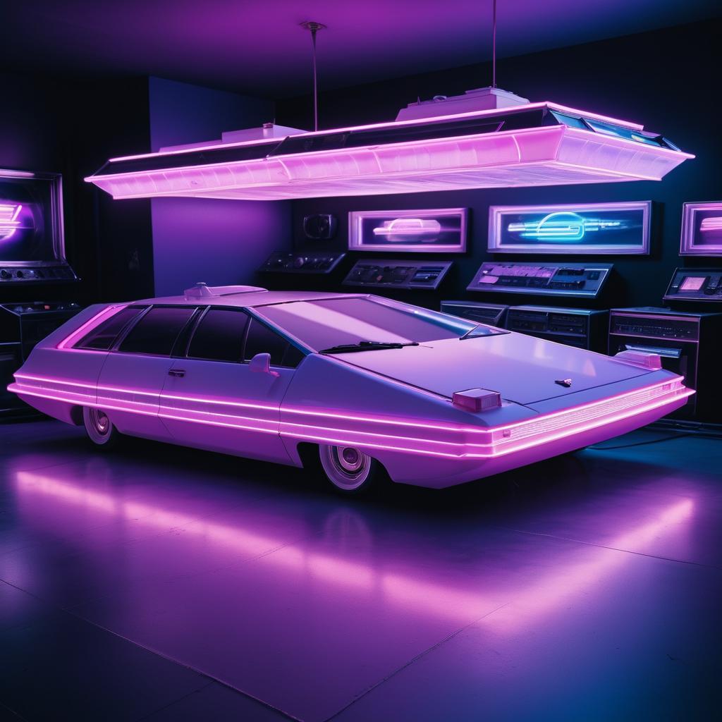 Neon Dreamscape: 80s Hovercraft Vibes