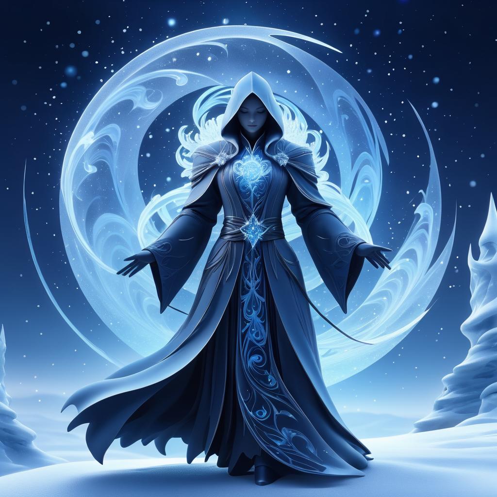 Dynamic Icy Elemental in Moonlit Scene