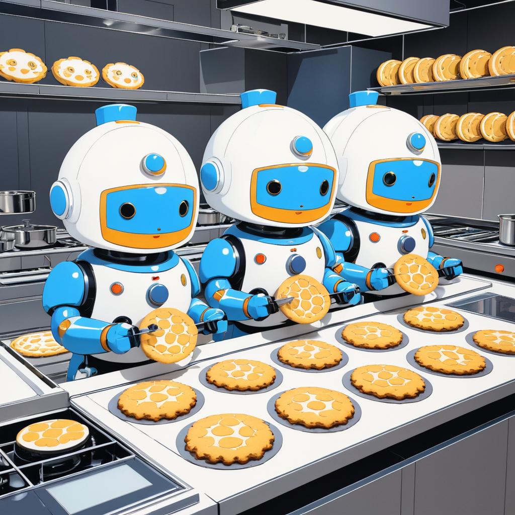 Anime Robots Baking Cookies Poster Artwork