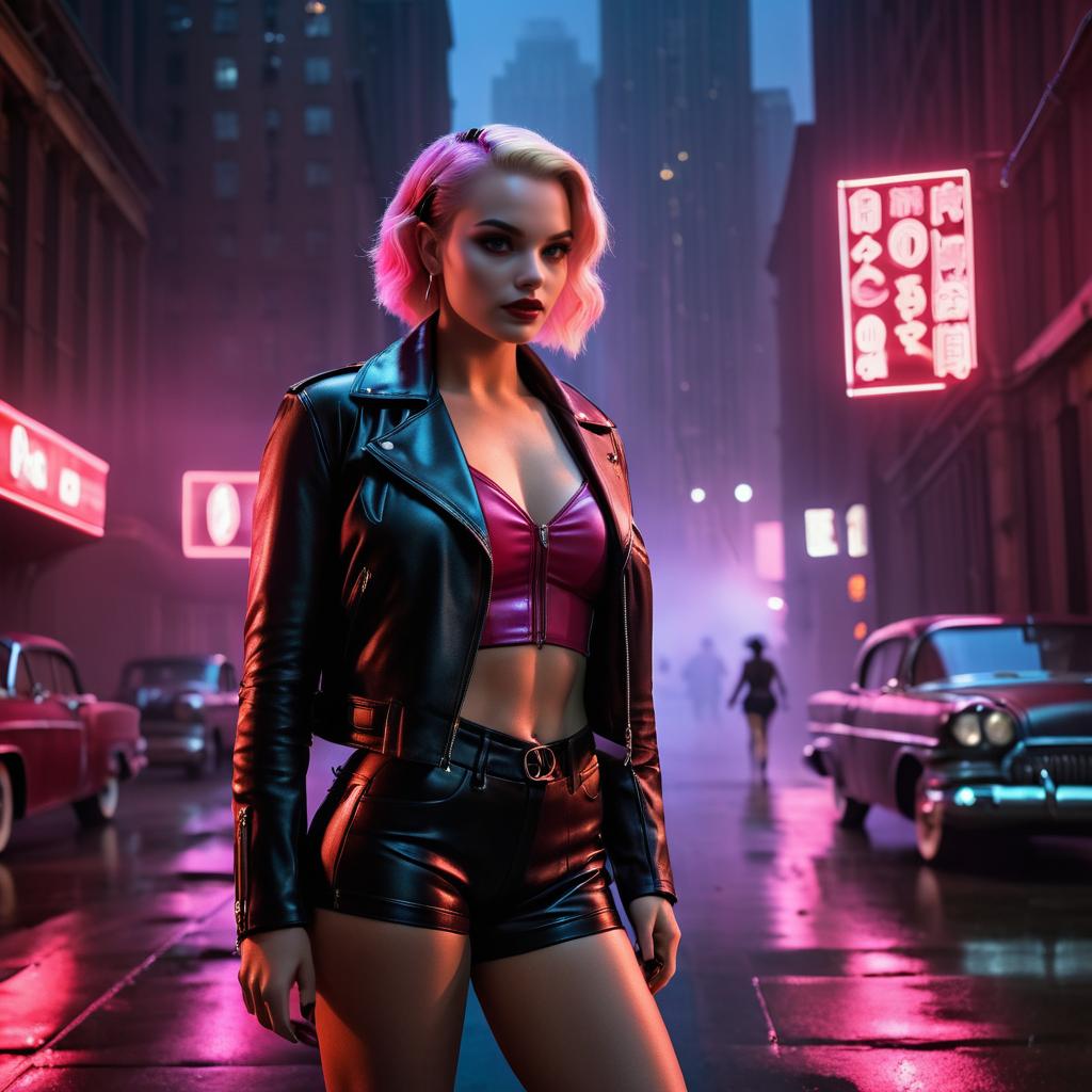 Noir Harley Quinn: A Gritty Urban Scene