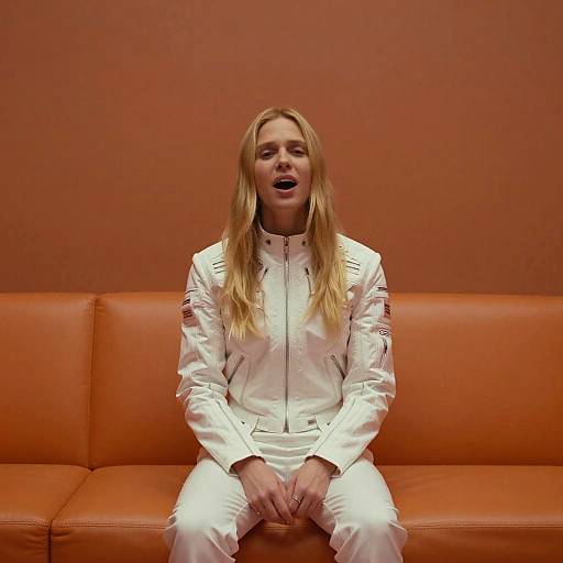 Interstellar Blond Singer in Orange Room