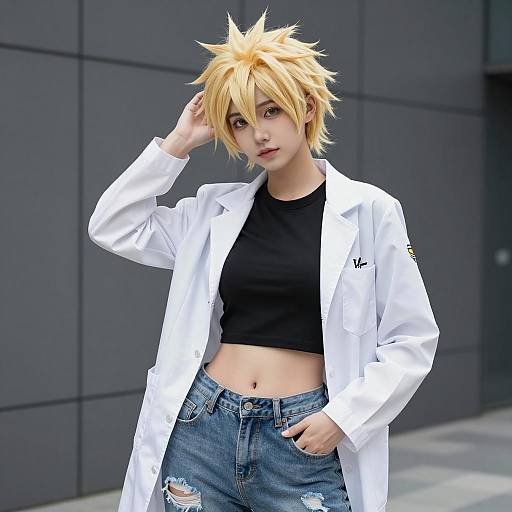 Confident Young Woman in Cosplay Costume