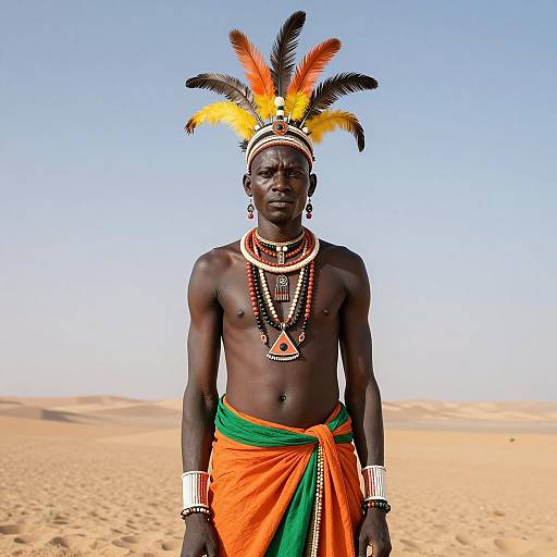 African Tribesman in Traditional Attire