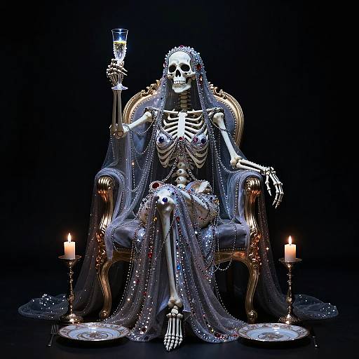 Spectral Skeleton Diva in Glittering Gown
