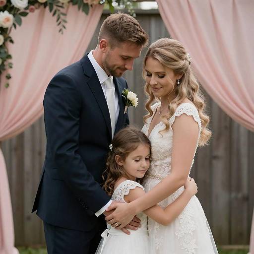 Charming Wedding Scene with Family Embrace