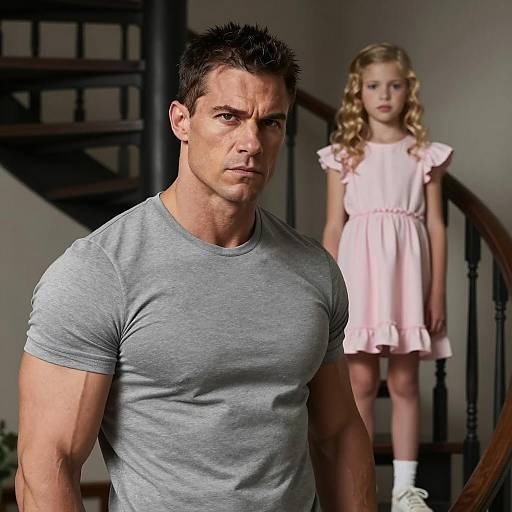 Muscular Man and Young Girl Scene