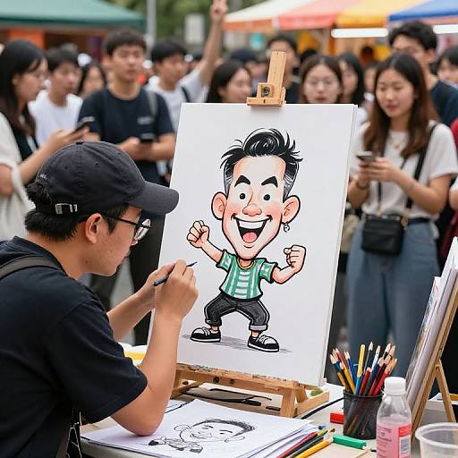 Lively Cartoon Caricature Street Fair