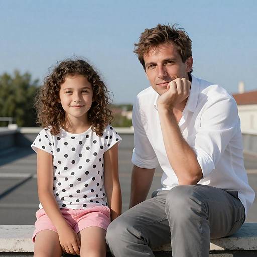 Rooftop Portrait of Man and Girl