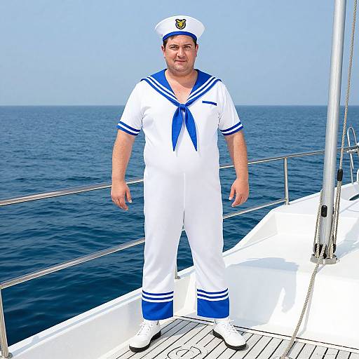 Plus Size Sailor Man on Boat