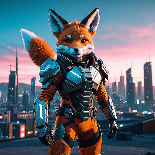 Cyberpunk Fox in Neon Armor