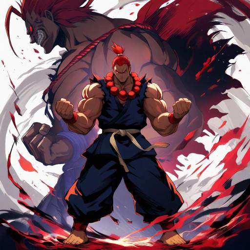 Illustration of Akuma (street fighter), street fighter in the style of Hanada hyou