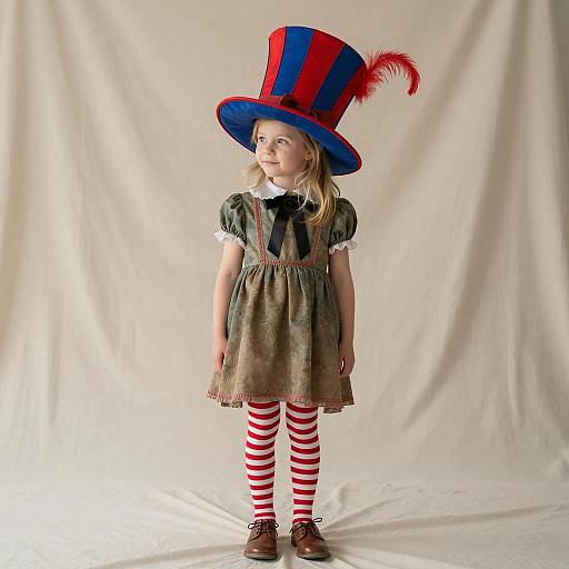 Young Girl in Mad Hatter Costume