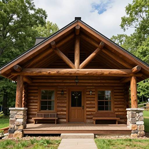 Rustic Log Cabin with Porch