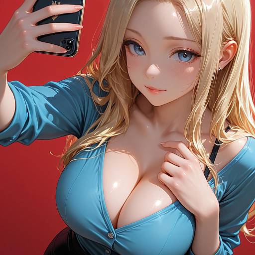 Blonde Girl Taking a Selfie