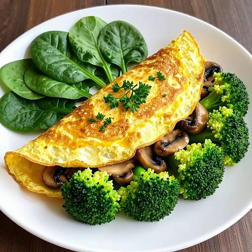 Golden Omelette with Broccoli and Mushrooms