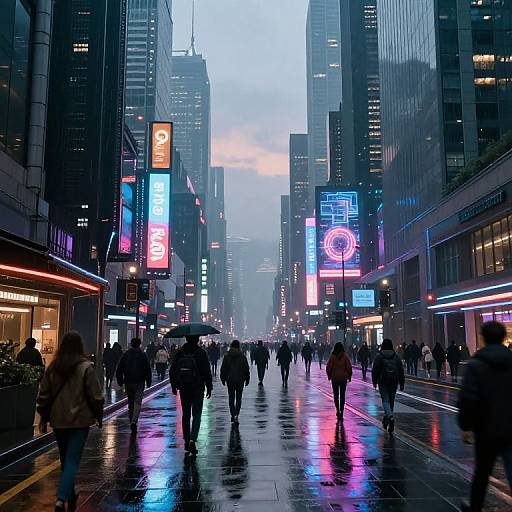 Futuristic Cyberpunk Cityscape at Dusk