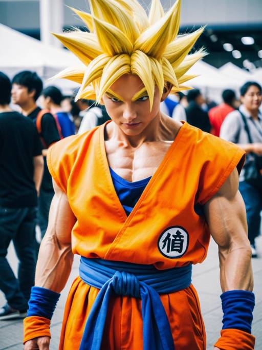 Man in Goku Super Saiyan Costume at Anime Festival