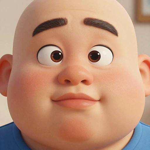 Exaggerated Cartoon Character with Double Chin