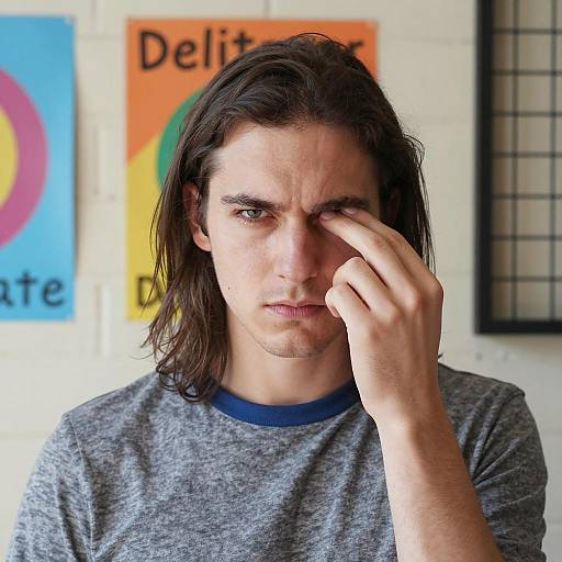 Intense Gaze Against Colorful Backdrop