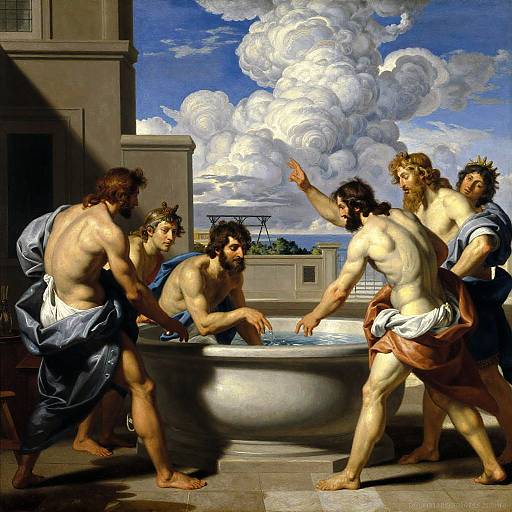 Caravaggio-Style Dramatic Sunlit Courtyard