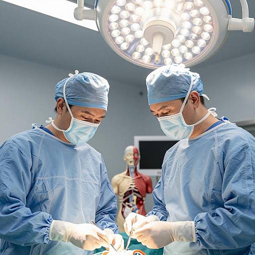 Focused Surgeons Collaborating in Surgery